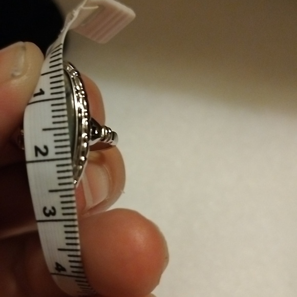 Vintage Mother of Pearl elongated set in silver plated Ring size 5 - Picture 8 of 9